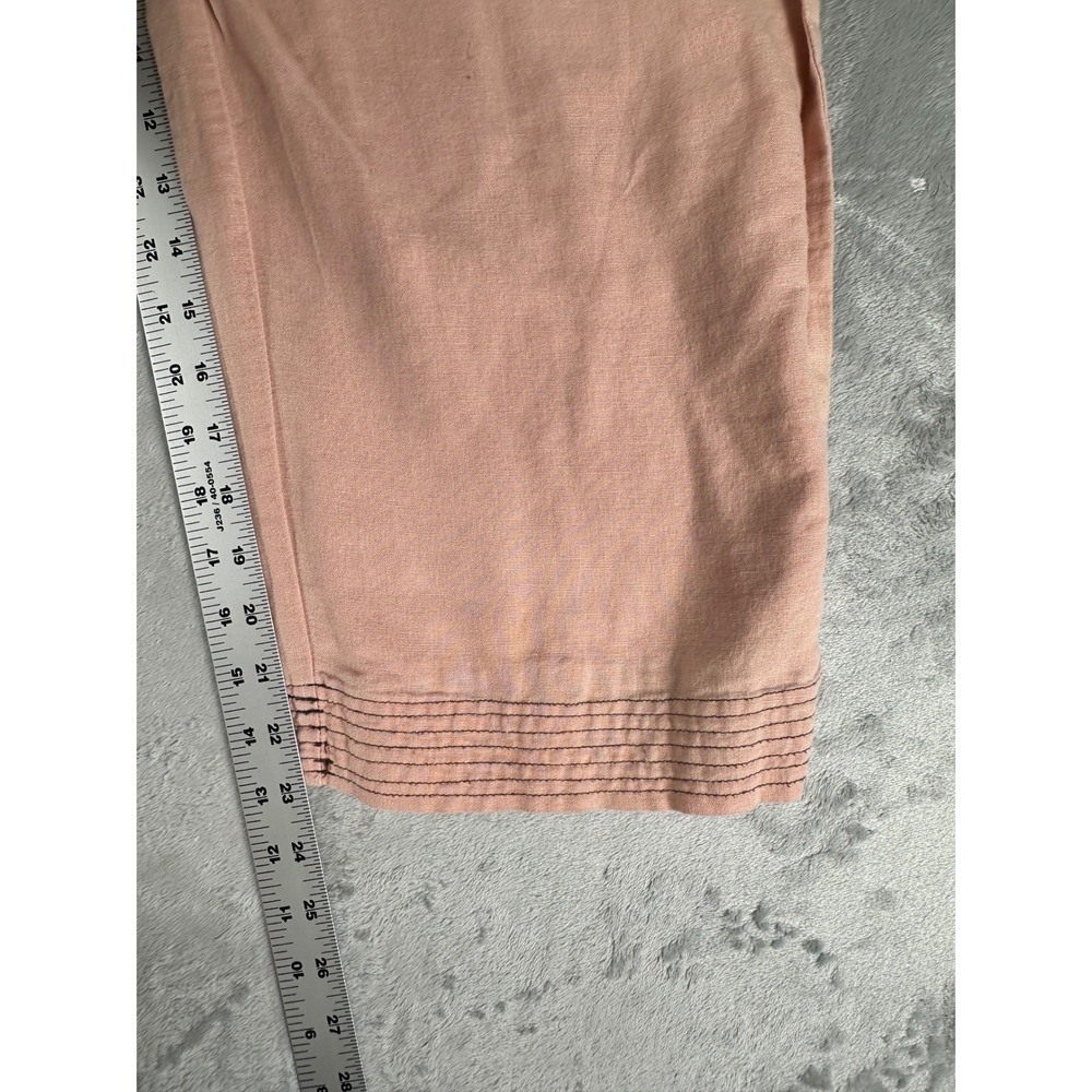 Zara Wide Leg Pants Womens S Pink Linen Blend Boho Coastal Beachy Trousers New - Picture 7 of 9
